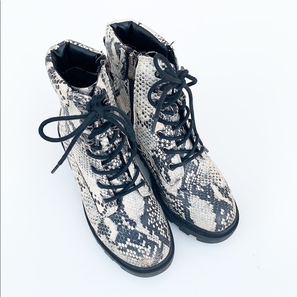 Madden Girl Dillan Snake Python Combat Boots - Picture 2 of 8